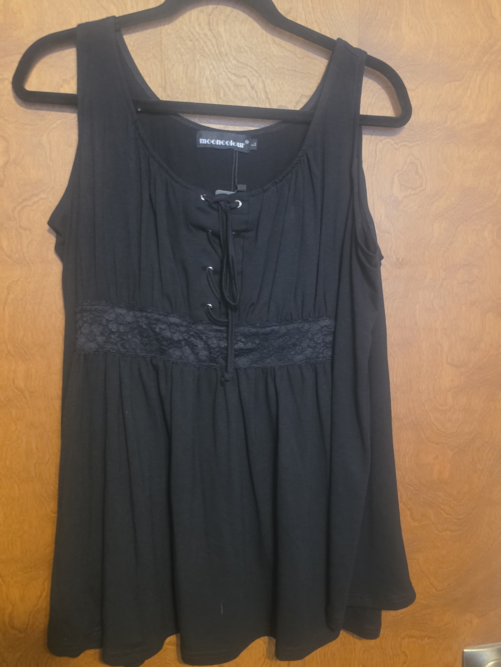 Black Lace-Trim Cold ShoulderTop